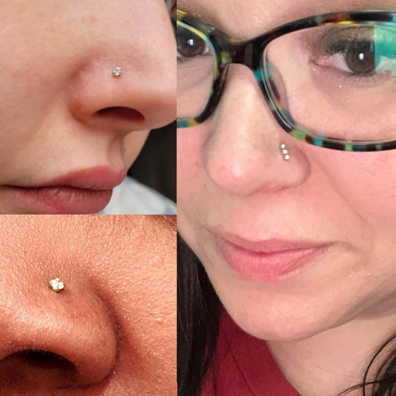 MODRSA Nose Rings 20g Nose Rings Hoops Nose Studs Nose Rings for Women Surgical Steel Nose Hoops 20 Gauge Nose Screw Nose Piercing Jewelry Silver Rose Gold - Image 5